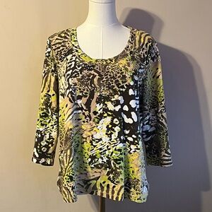 Like New Laura Ashley Vibrant Animal Print Long Sleeve Top